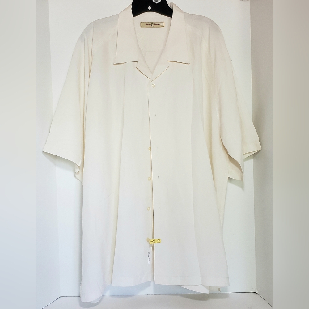 Tommy Bahama Off-White Button-Up Linen & Silk Short Sleeve Shirt Men's Size XXL